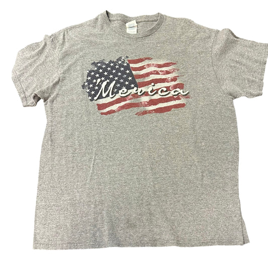 MERICA GRAY FLAG TSHIRT 244 LARGE