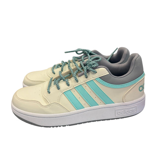 ADIDAS HOOPS 3.0 BEIGE TEAL SNEAKERS 39 LIKE NEW SZ 7/7.5