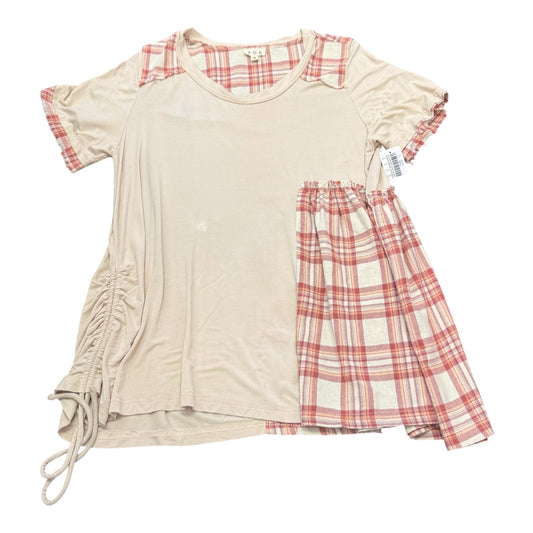 POL BEIGE PLAID SHORT SLEEVE SHIRT 100 SMALL *SPOT