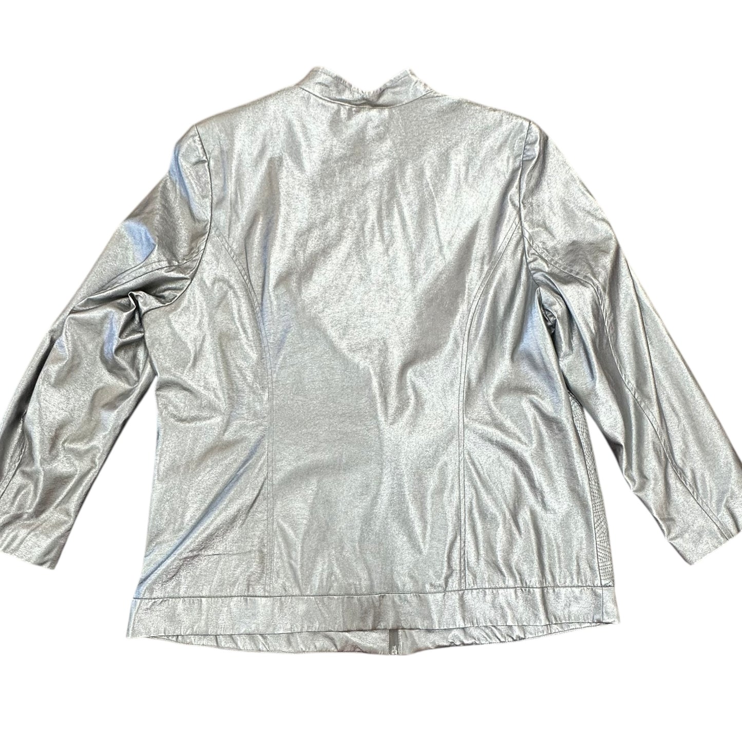 TANJAY SILVER EMBROIDERED FAUX LEATHER JACKET 219 SZ 18W