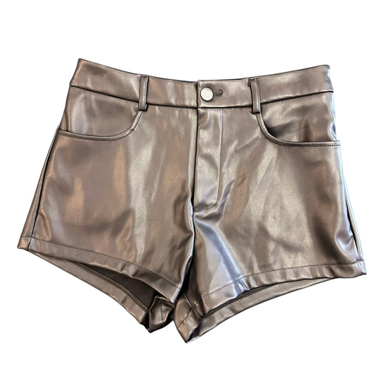 LOVE POEM BLACK FAUX LEATHER SHORTS 238 MEDIUM/4