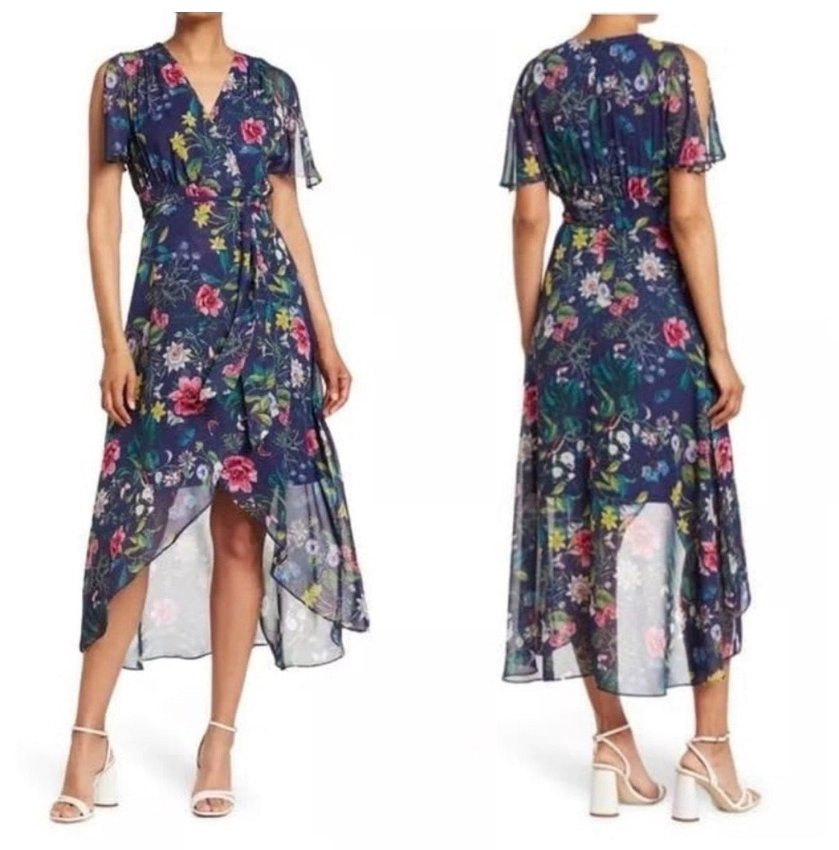 ELIZA J NAVY FLORAL DRESS NWT 100 SZ 10