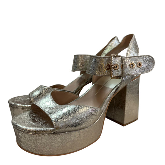 DOLCE VITA GOLD PLATFORM LEATHER SANDALS HEELS 123 SZ 10