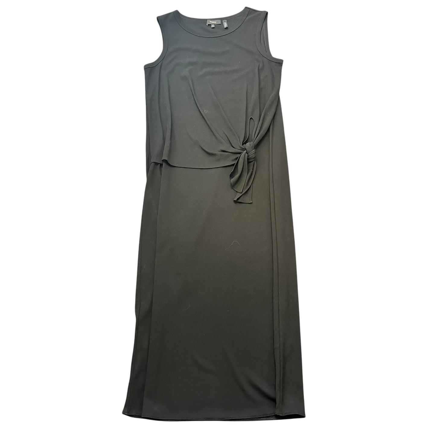 THEORY BLACK SLEEVELESS KNOTTED WAIST DRESS 249 SMALL
