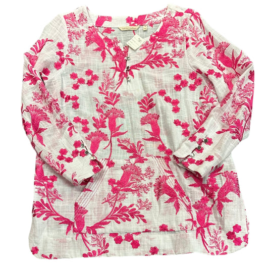 SOFT SURROUNDING WHITE PINK EMBROIDERED TUNIC 100 MEDIUM
