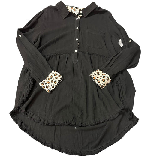 UMGEE BLACK POPOVER TUNIC DRESS ANIMAL PRINT NWT 279 XL