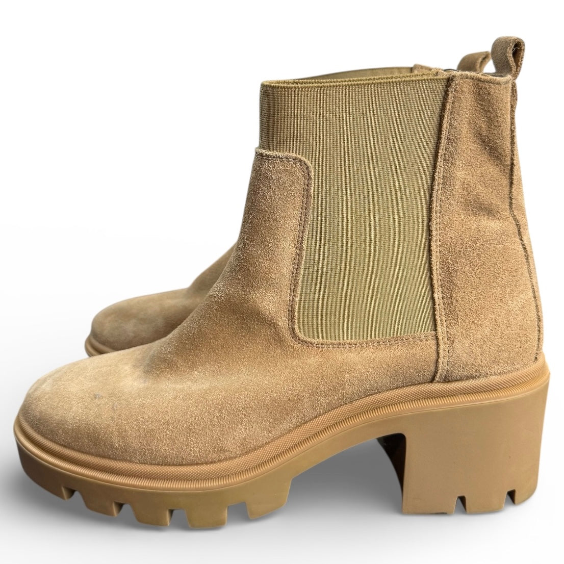 ANTONIO DE FARIA LUG SOLE CHELSEA BOOTS BEIGE SUEDE 100 SZ 9