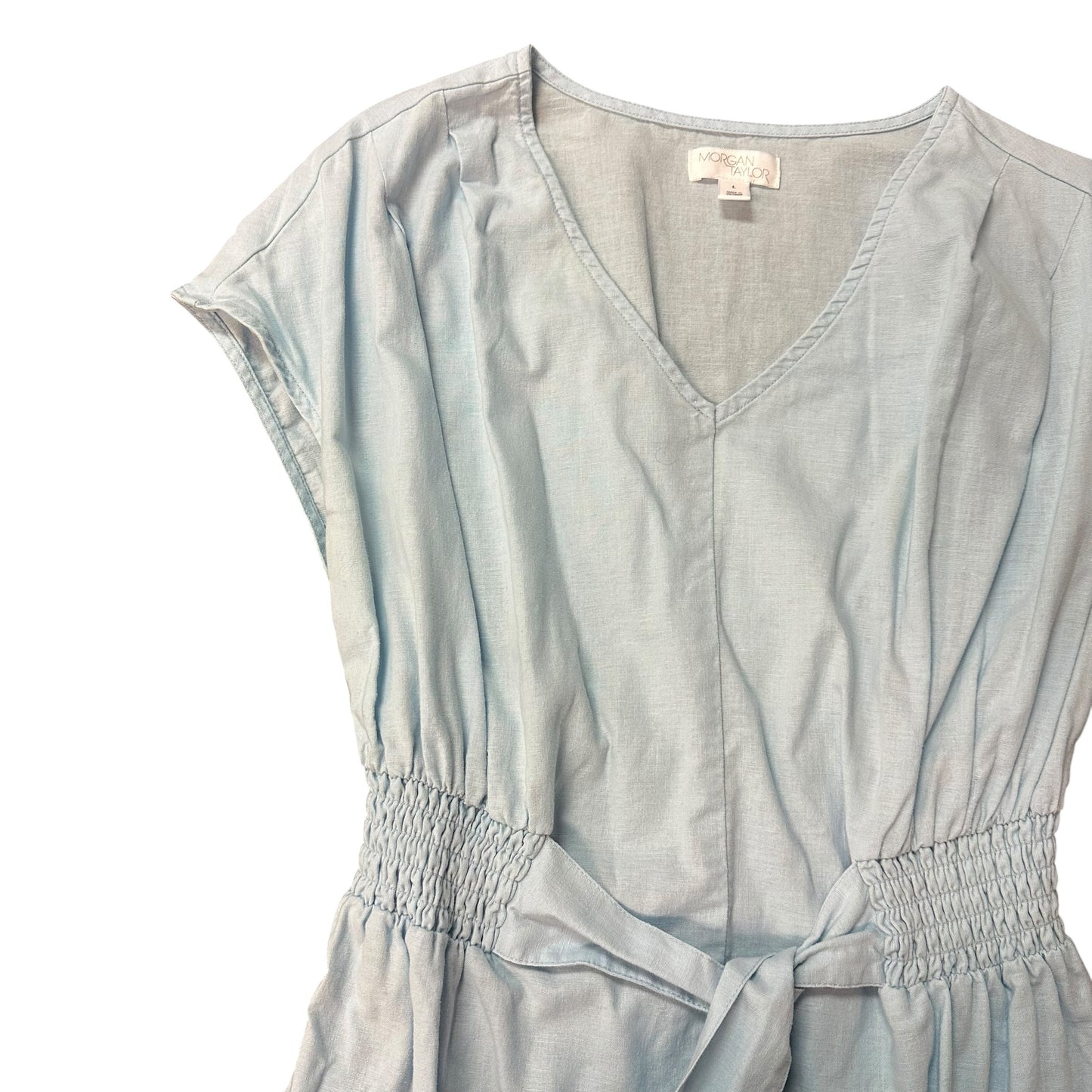 MORGAN TAYLOR LIGHT BLUE FIT FLARE MIDI DRESS 100 LARGE