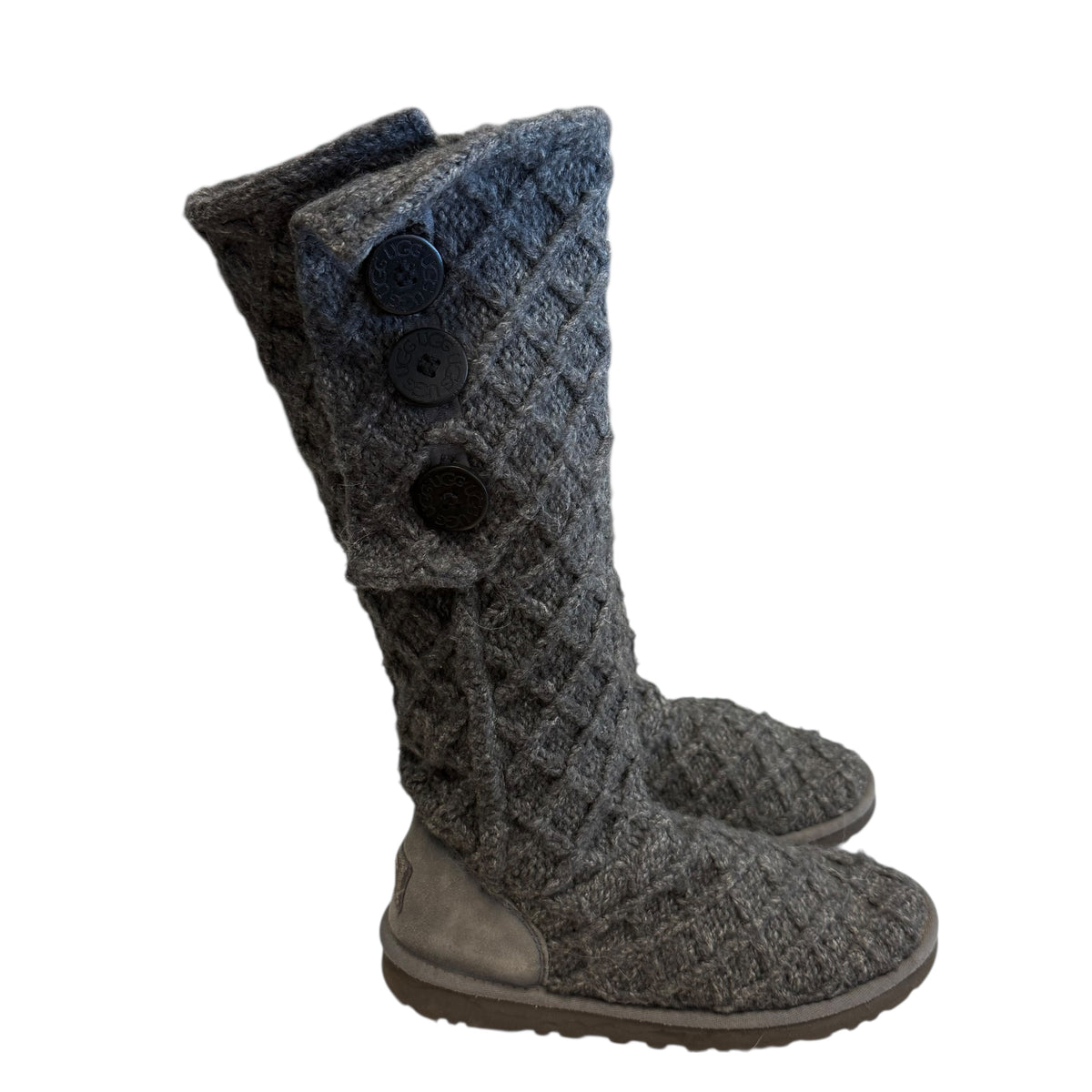 UGG AUSTRALIA CLASSIC CARDY KNIT BOOTS GRAY 251 SZ 8