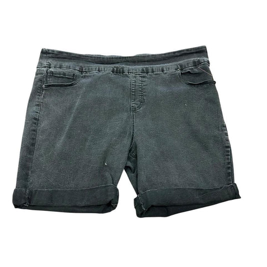 TERRA & SKY BLACK PULL ON DENIM SHORTS 229 2X