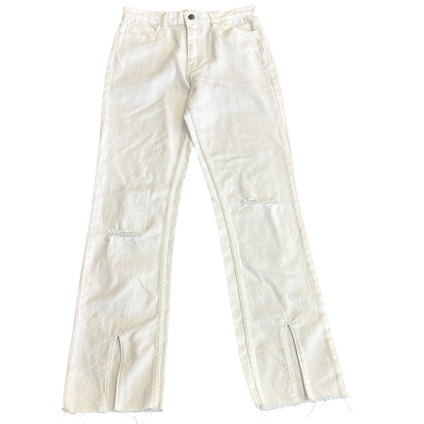 GB WHITE DENIM JEANS STRAIGHT LEG FRONT SLIT NWT 251 SZ 5