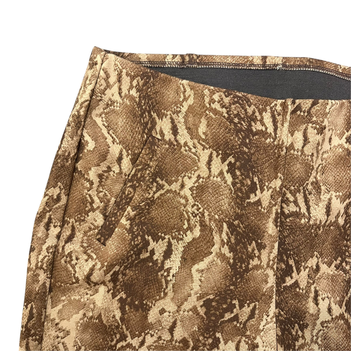 CHICOS BROWN SNAKESKIN PULL ON TROUSERS TUMMY CONTROL 11 SIZE 12