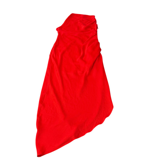 J ROBERTS RED SATIN DRESS SCOOP NECK OPEN BACK 247 MEDIUM