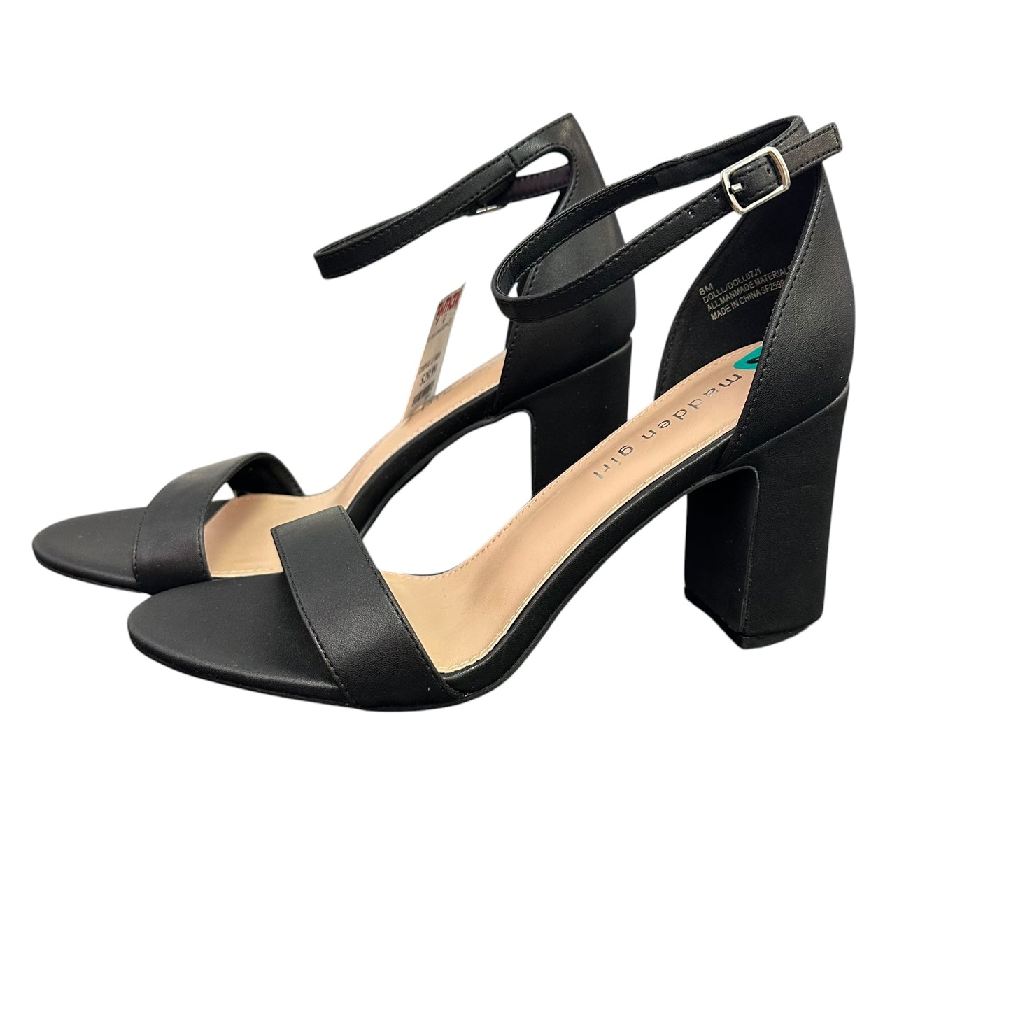 MADDEN GIRL BLACK BLOCK HEEL ANKLE STRAP NWT 239 SZ 8