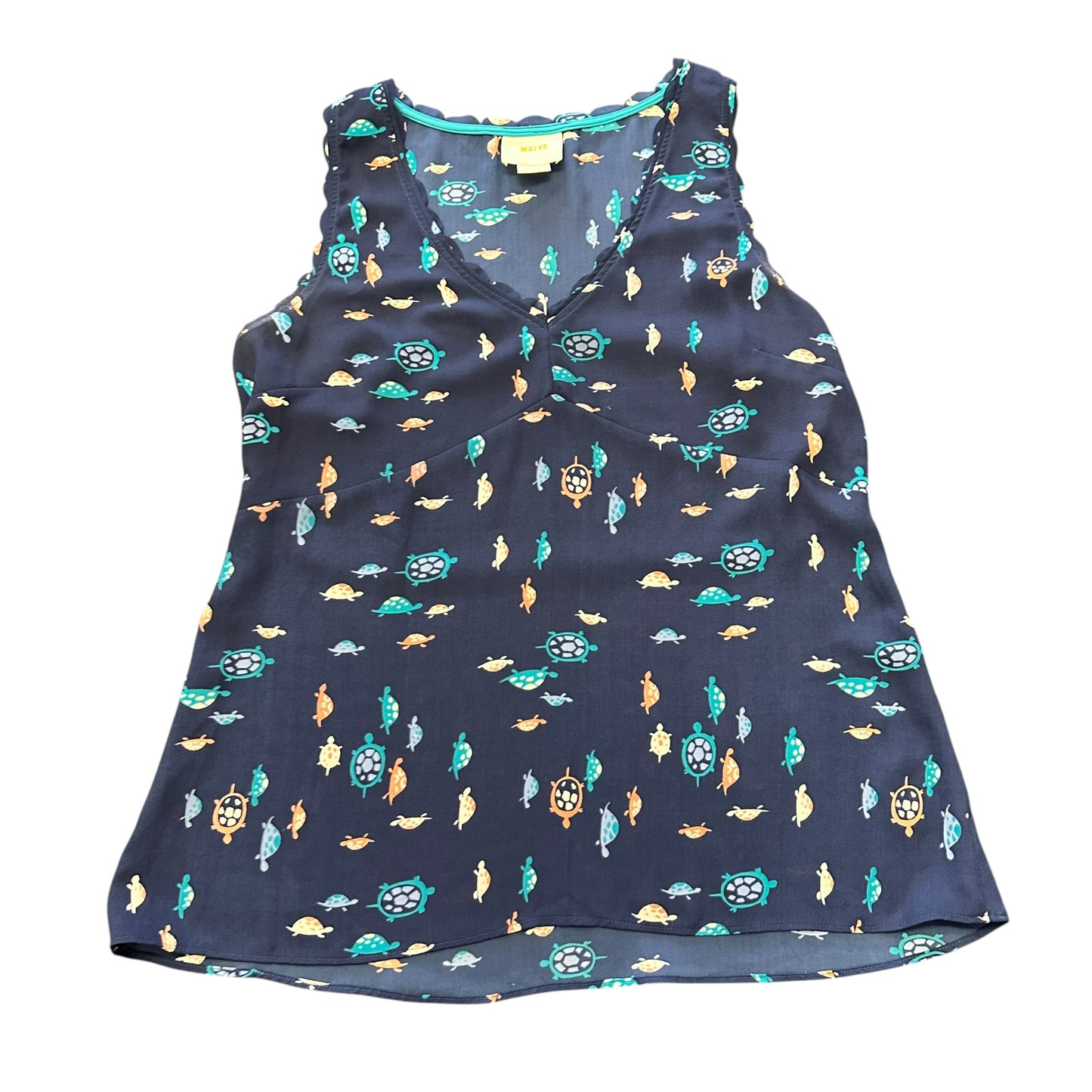 MAEVE NAVY TURTLE BLOUSE 100 SZ 4