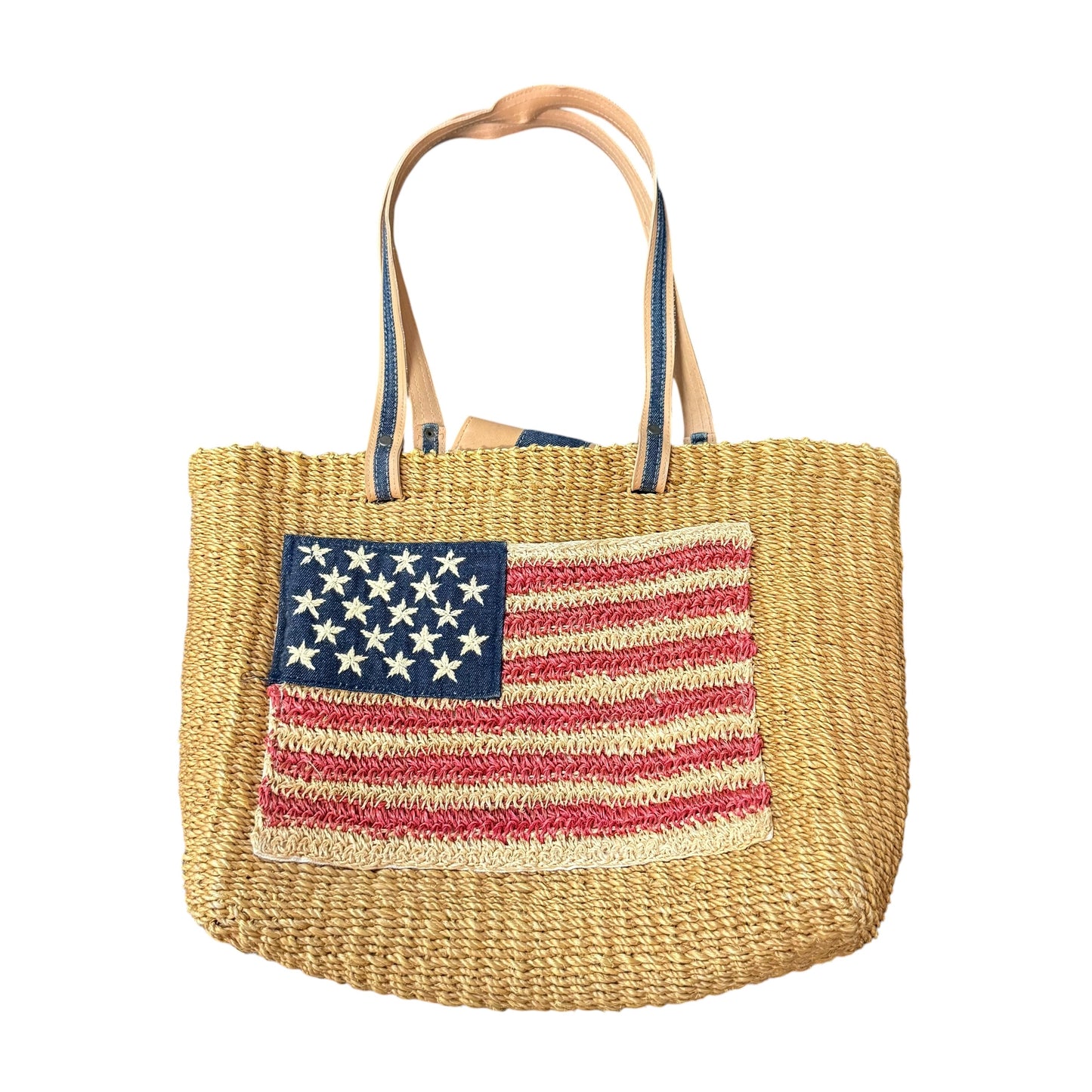 AMANDA SMITH STRAW TOTE BAG AMERICAN FLAG 100 OS