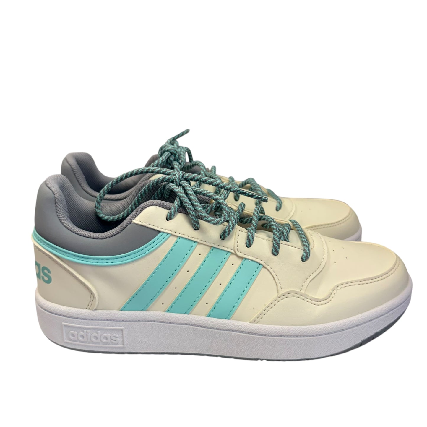 ADIDAS HOOPS 3.0 BEIGE TEAL SNEAKERS 39 LIKE NEW SZ 7/7.5