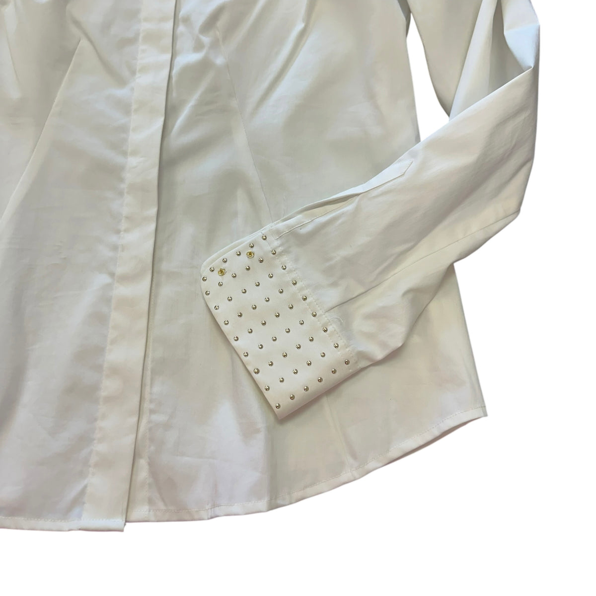 ANTONIO MELANI WHITE BUTTON UP BLOUSE STUDDED 100 SZ 12