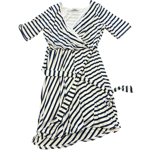 GILLI WHITE NAVY STRIPED DRESS 100 MEDIUM
