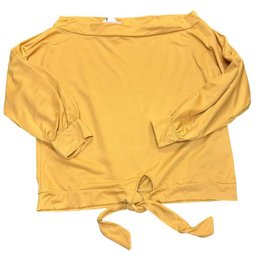 ANDTHEWHY MUSTARD YELLOW OFF SHOULDER WAIST TIE TOP NWOT 296 LARGE