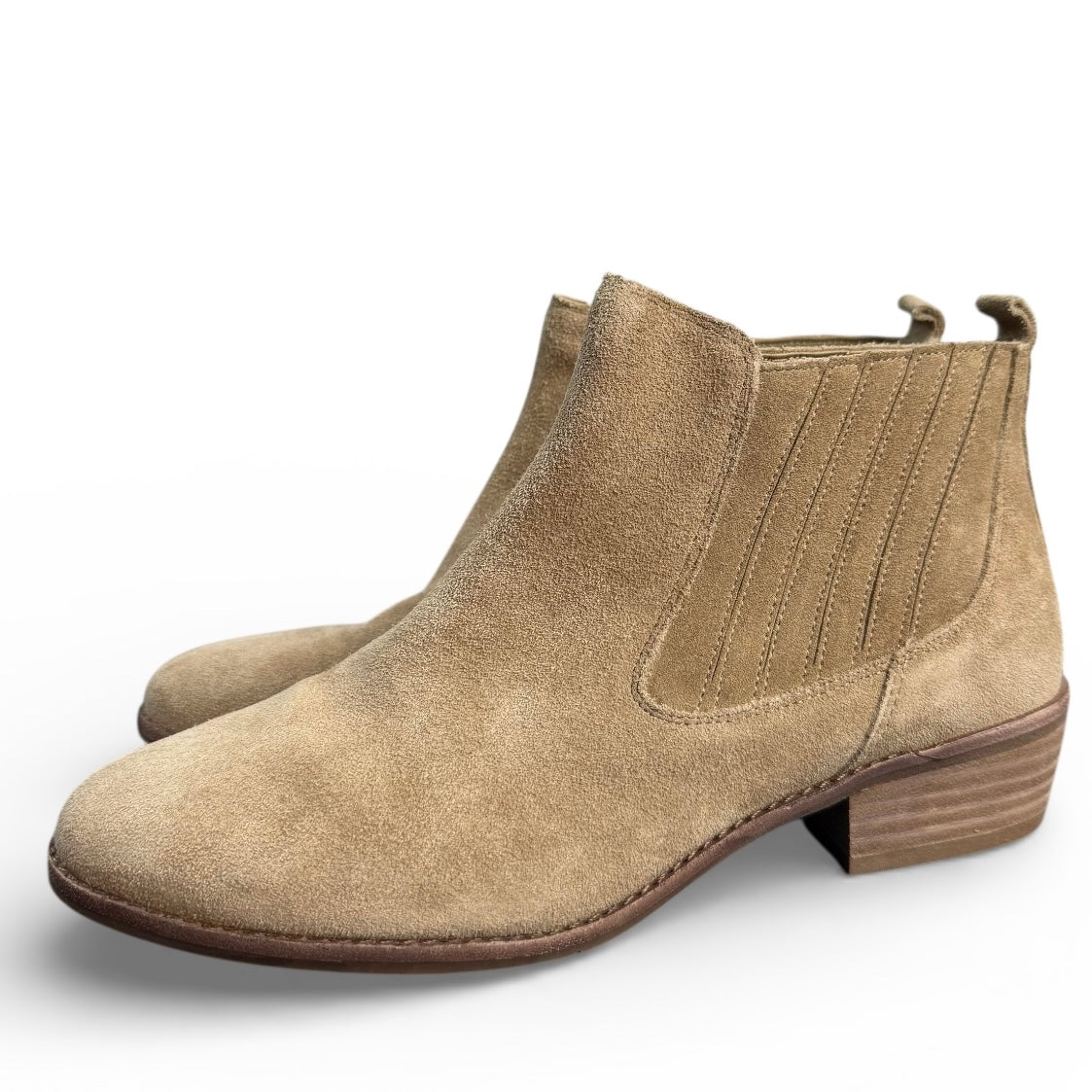 GIANNI BINI STACKED HEEL CHELSEA LEATHER BOOTS 100 9M