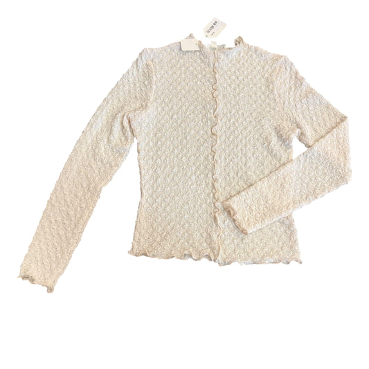 &MERCI TEXTURED BEIGE MOCK NECK BLOUSE NWT 122 MEDIUM