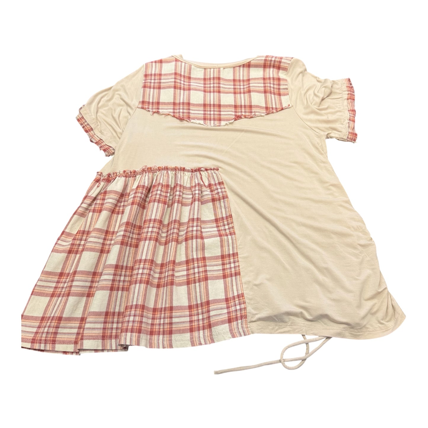 POL BEIGE PLAID SHORT SLEEVE SHIRT 100 SMALL *SPOT
