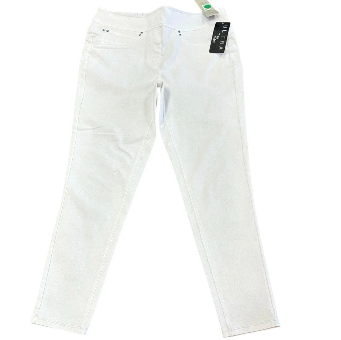 ULTRA BY ALI MILES PULL ON WHITE PANTS NWT SMALL