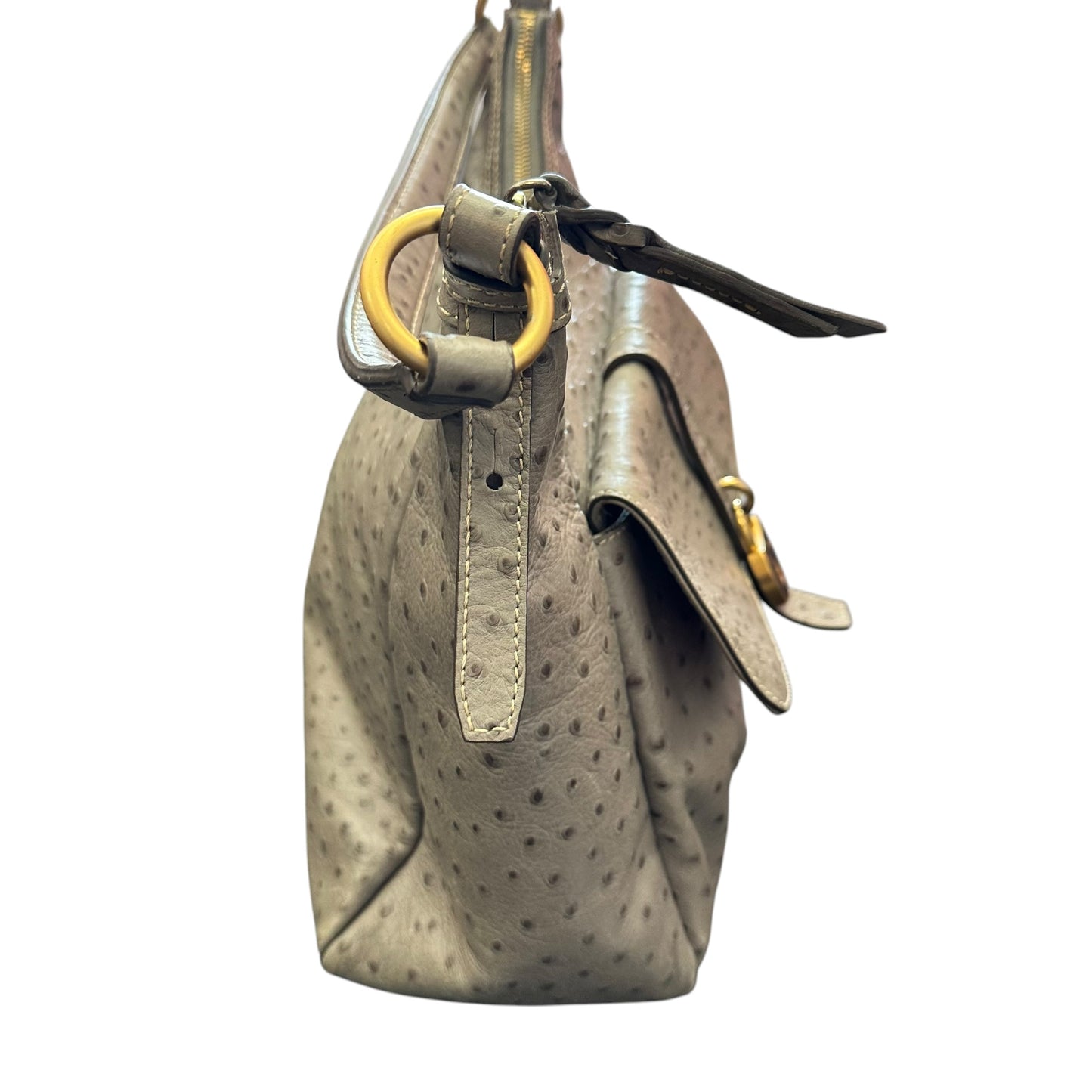 DOONEY & BOURKE GRAY EMBOSSED OSTRICH GRAY HANDBAG 122 OS