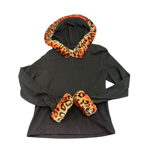 BELLDINI BLACK HOODED SWEATER FAUX FUR 100 MEDIUM