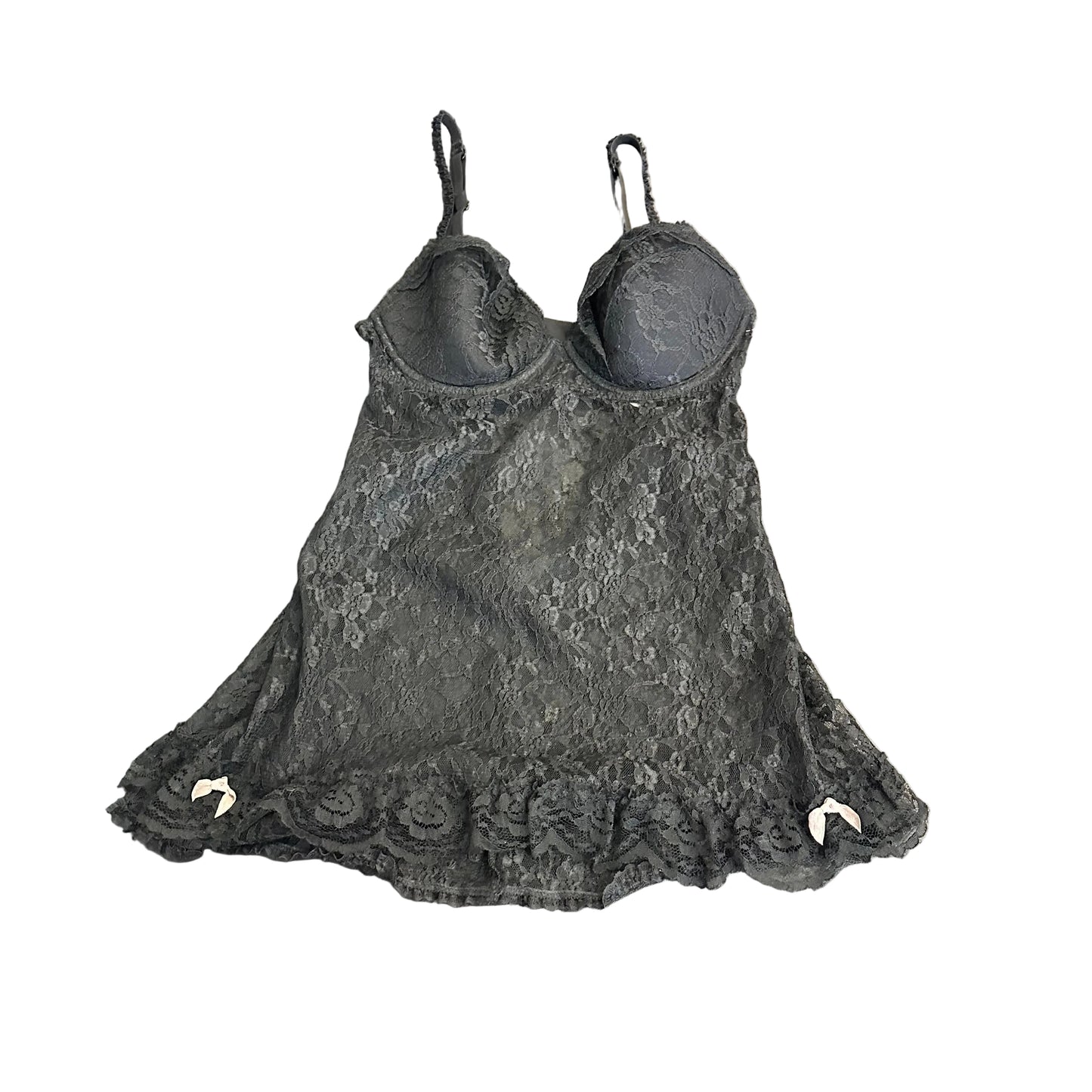 VICTORIA SECRET BLACK LACE NIGHTIE 158 SZ 34D