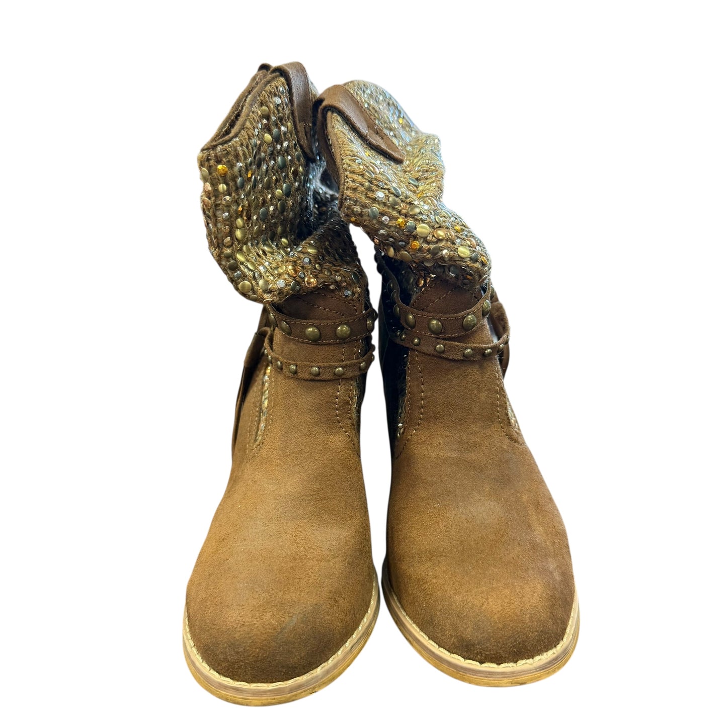 NOT RATED THUMBS UP BOOTIE FAUX SUEDE SEQUIN EMBELLISHMENTS 238 SZ 7