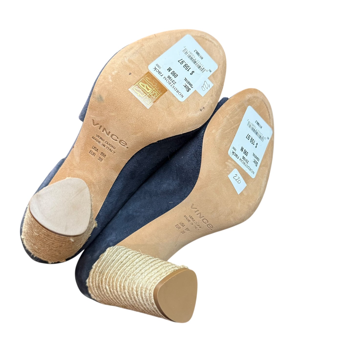 VINCE PERCEY NAVY SUEDE HEELS 220 NEW 9M