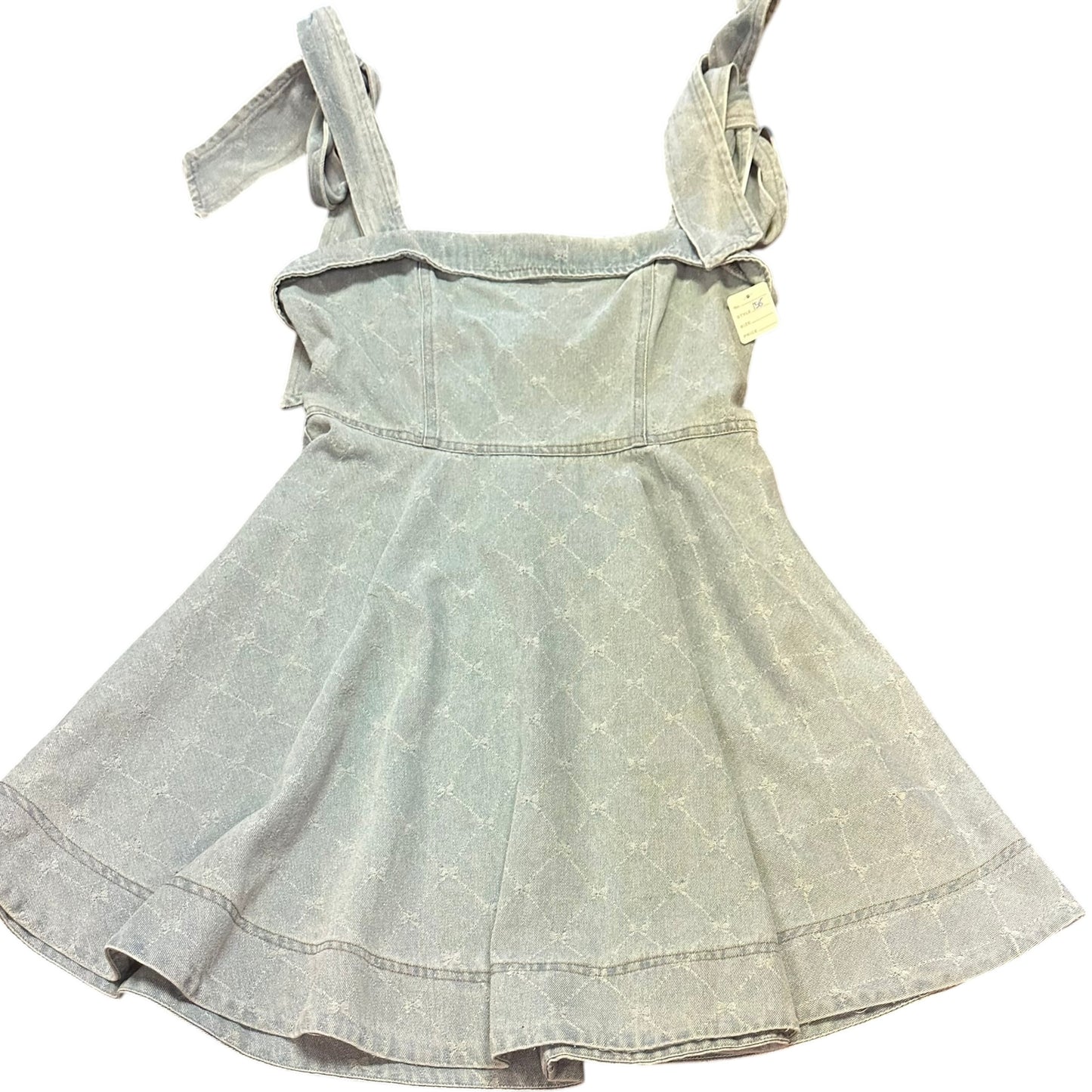 SO ME MINI DENIM FIT FLARE DRESS BOWS NWT $89 158 LARGE