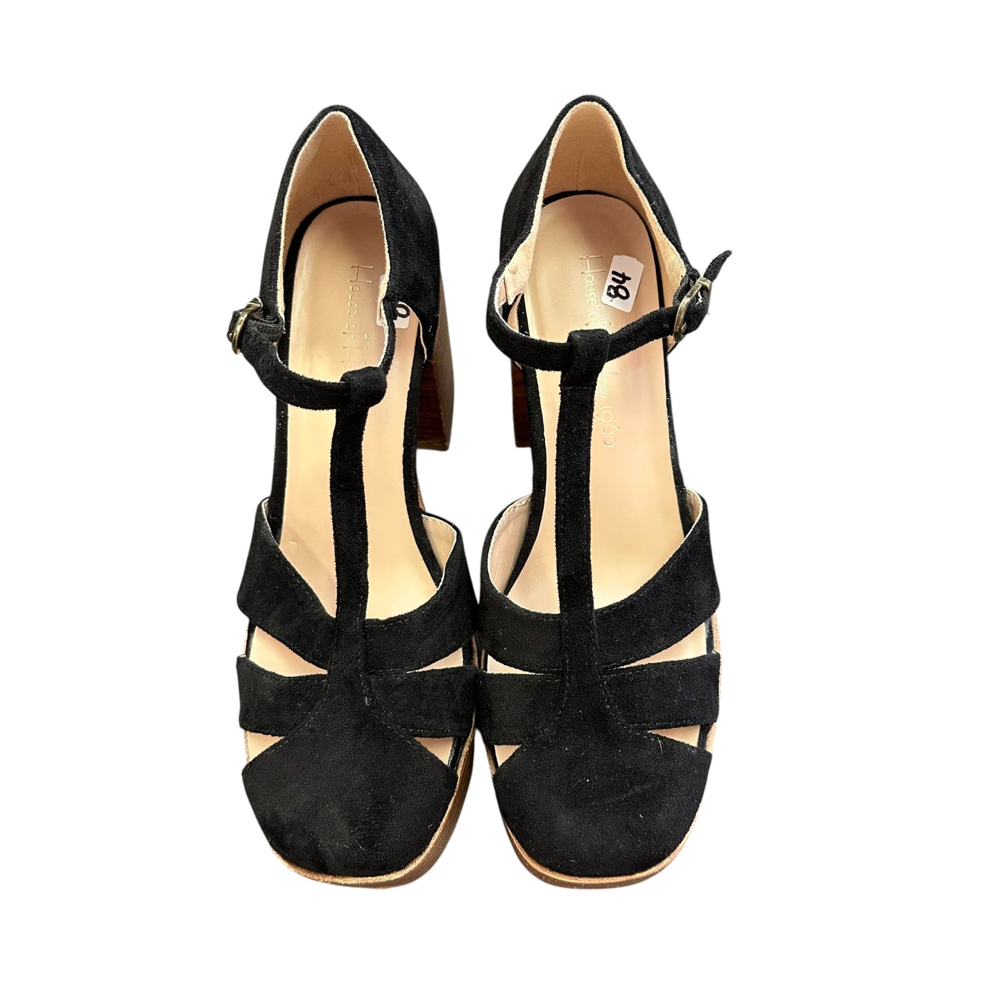 HOUSE OF HARLOW BLACK PLATFORM WOODEN HEELS 84 SZ 7.5