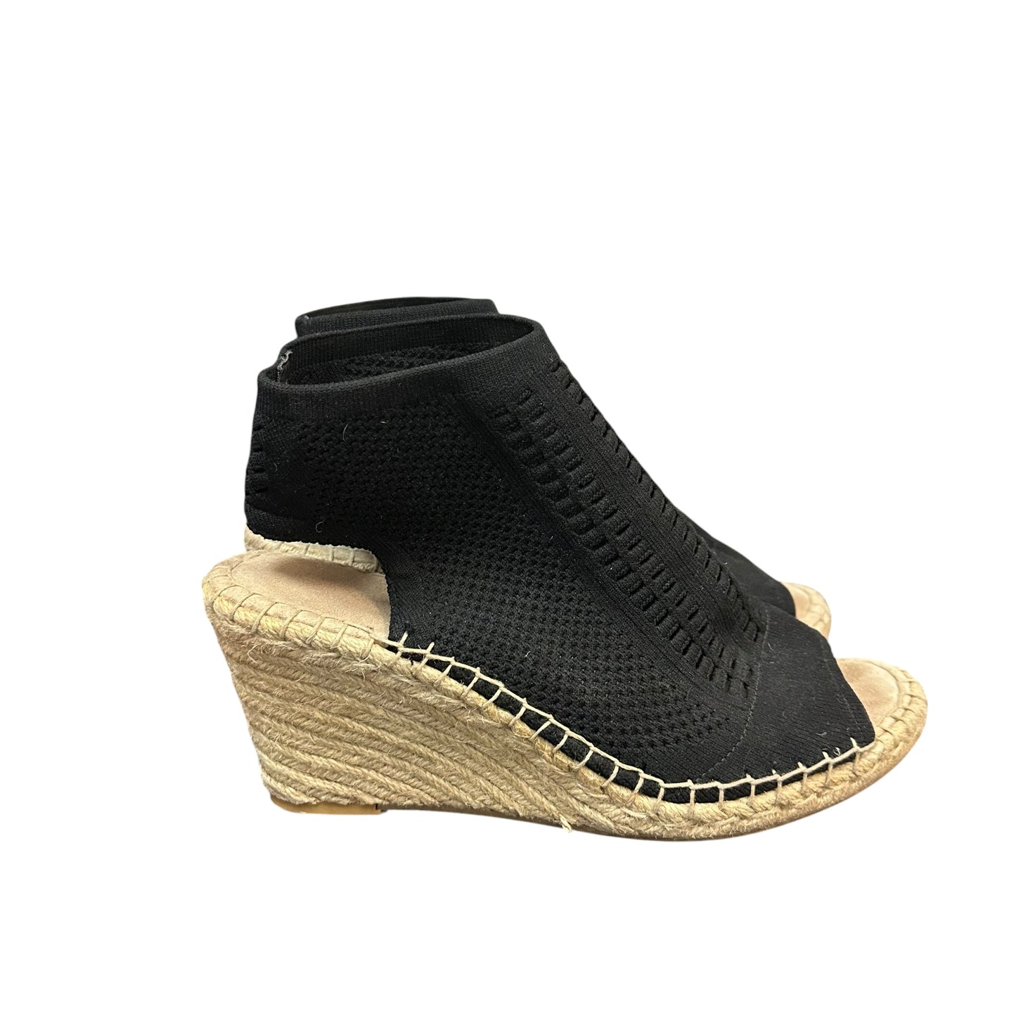 BLACK KNIT UPPER ESPADRILLE WEDGES 279 SZ 9.5