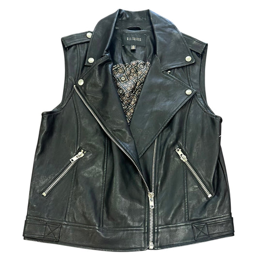 BLU PEPPER BLACK FAUX LEATHER VEST 124 MEDIUM