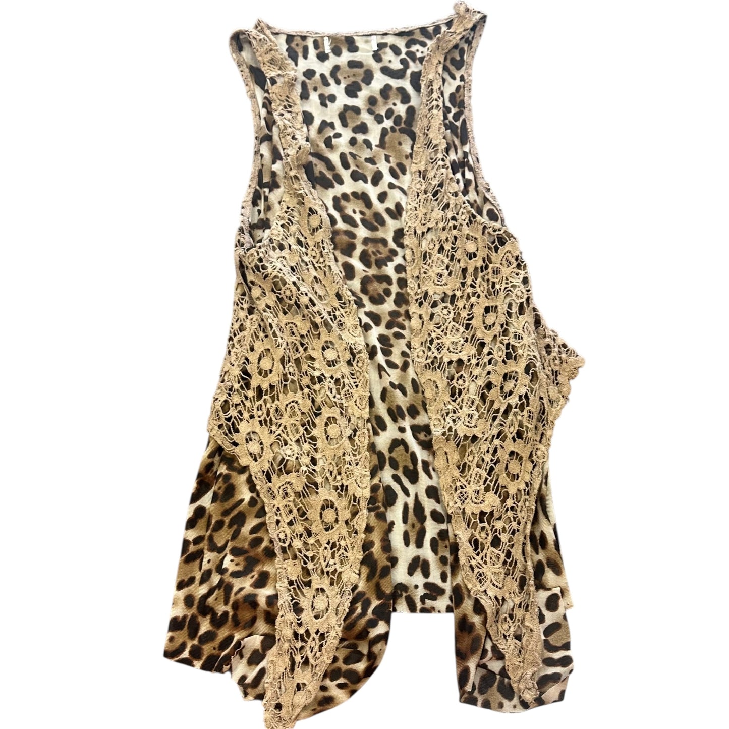 ANIMAL PRINT CROCHET BROWN VEST 125 LARGE