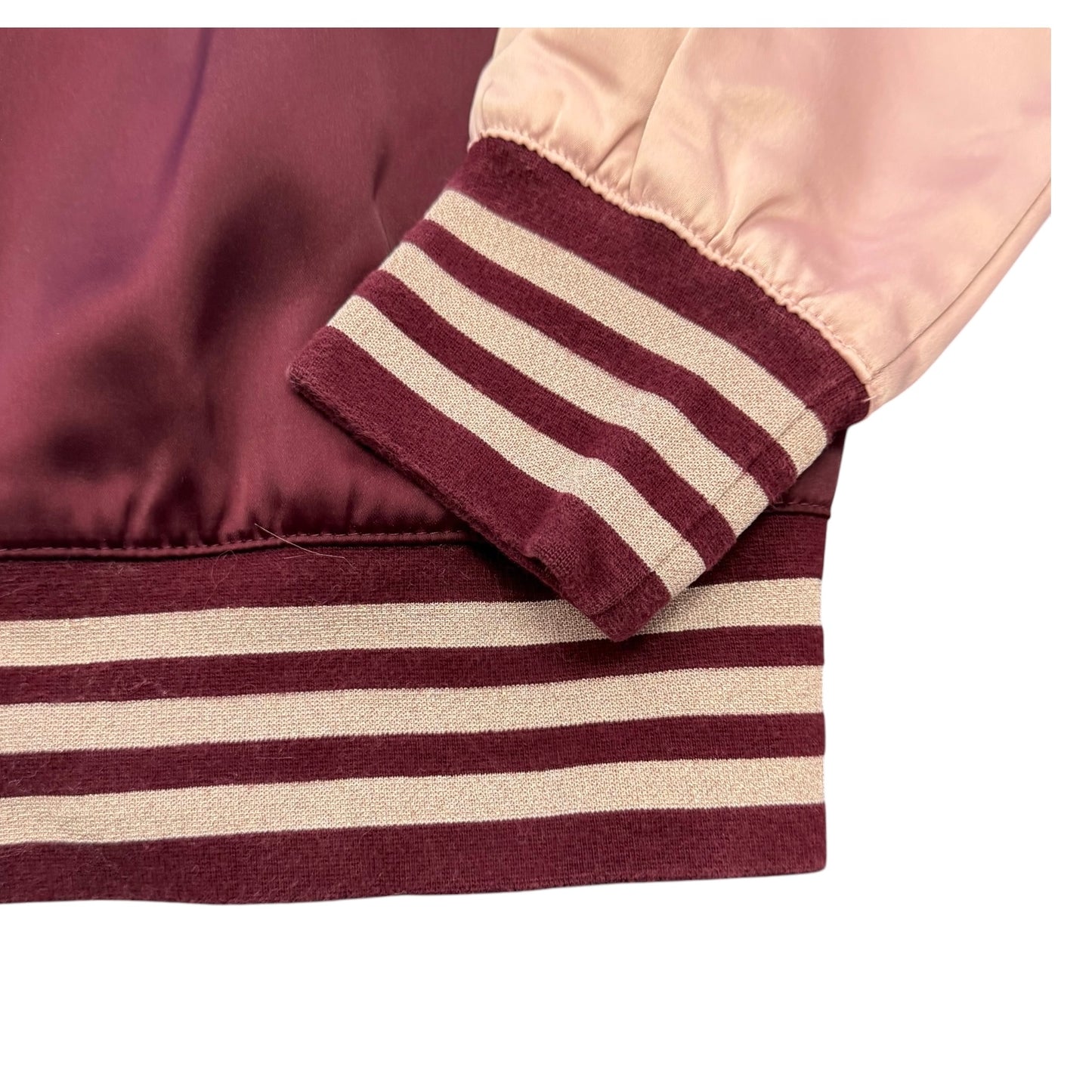 ADIDAS BOMBER JACKET MAROON PINK SATIN FULL ZIP 100 MEDIUM