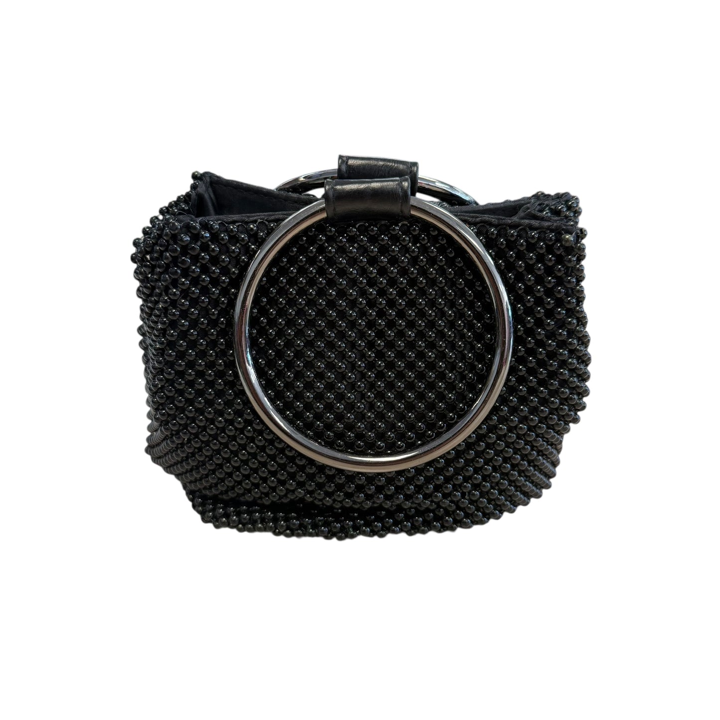 BALL MESH BLACK RING CLUTH HANDBAG