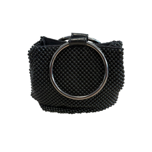 BALL MESH BLACK RING CLUTH HANDBAG