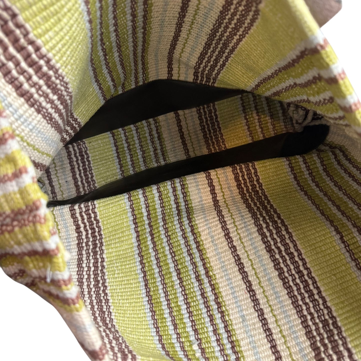 DASH & ALBERT HANDWOVEN COTTON SHOULDER BAG TOTE STRIPED BROWN LEATHER 100