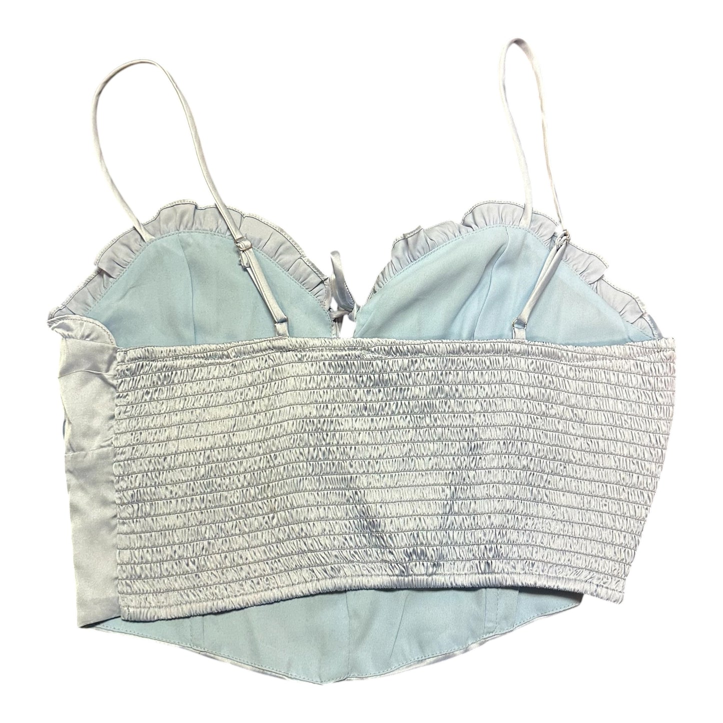 ALTAR'D STATE BLUE SATIN CROP TOP BLOUSE NWT 100 LARGE