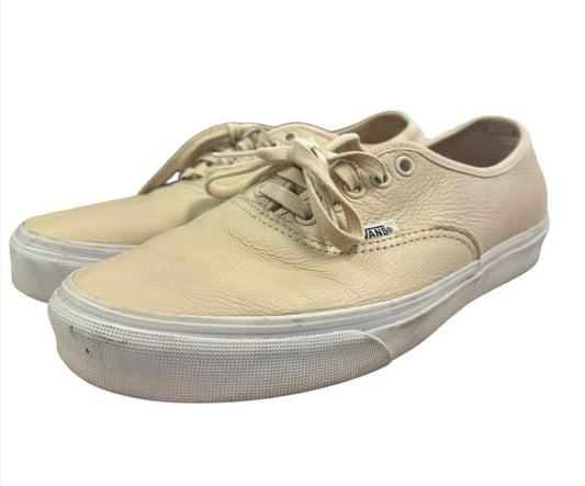 VANS BEIGE LEATHER SNEAKERS - SZ 9 -51