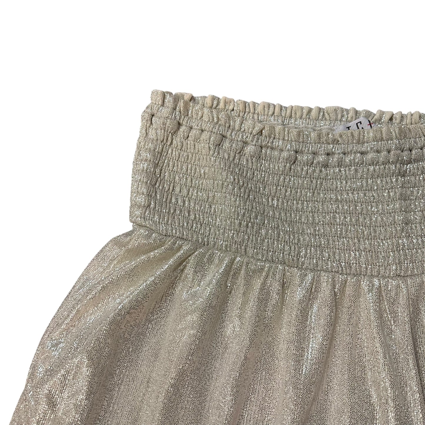 TCEC WHITE METALLIC HIGH WAISTED SMOCKED SHORTS 100 MEDIUM