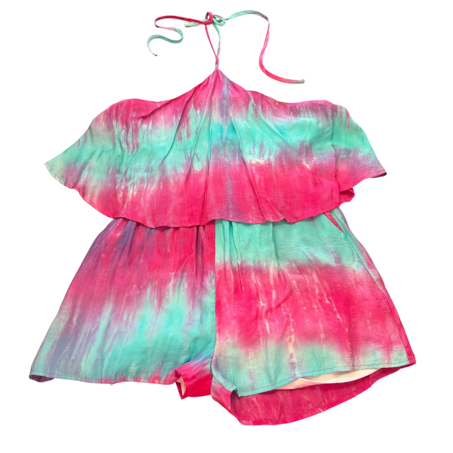 PEACH LOVE CALIFORNIA BLUE PINK ROMPER 198 MEDIUM