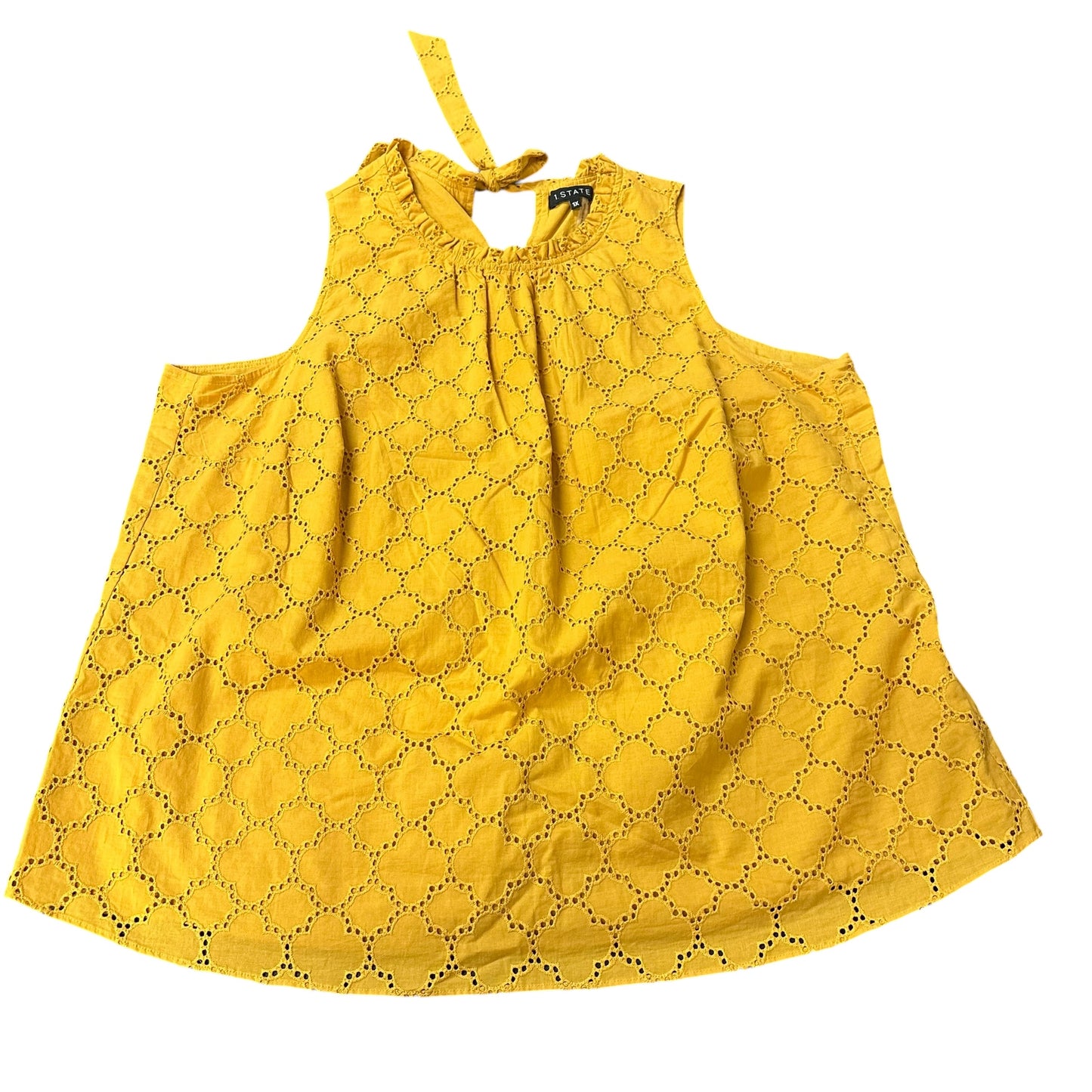 1 STATE MUSTARD YELLOW EYELET BLOUSE 100 1X