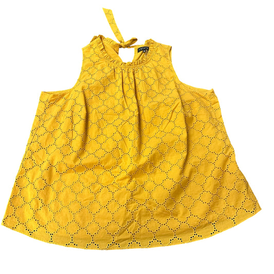 1 STATE MUSTARD YELLOW EYELET BLOUSE 100 1X