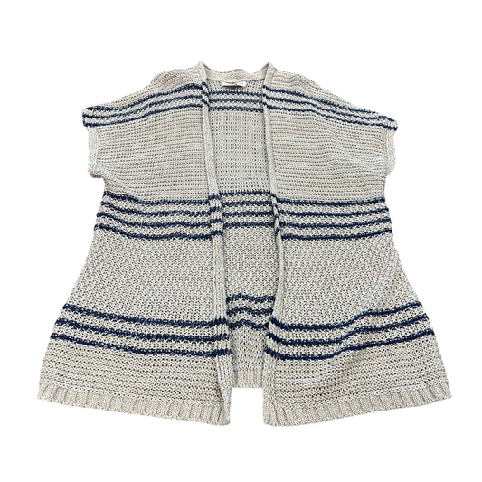 COLDWATER CREEK SAND & BLUE STRIPED OPEN CARDIGAN 134 XL