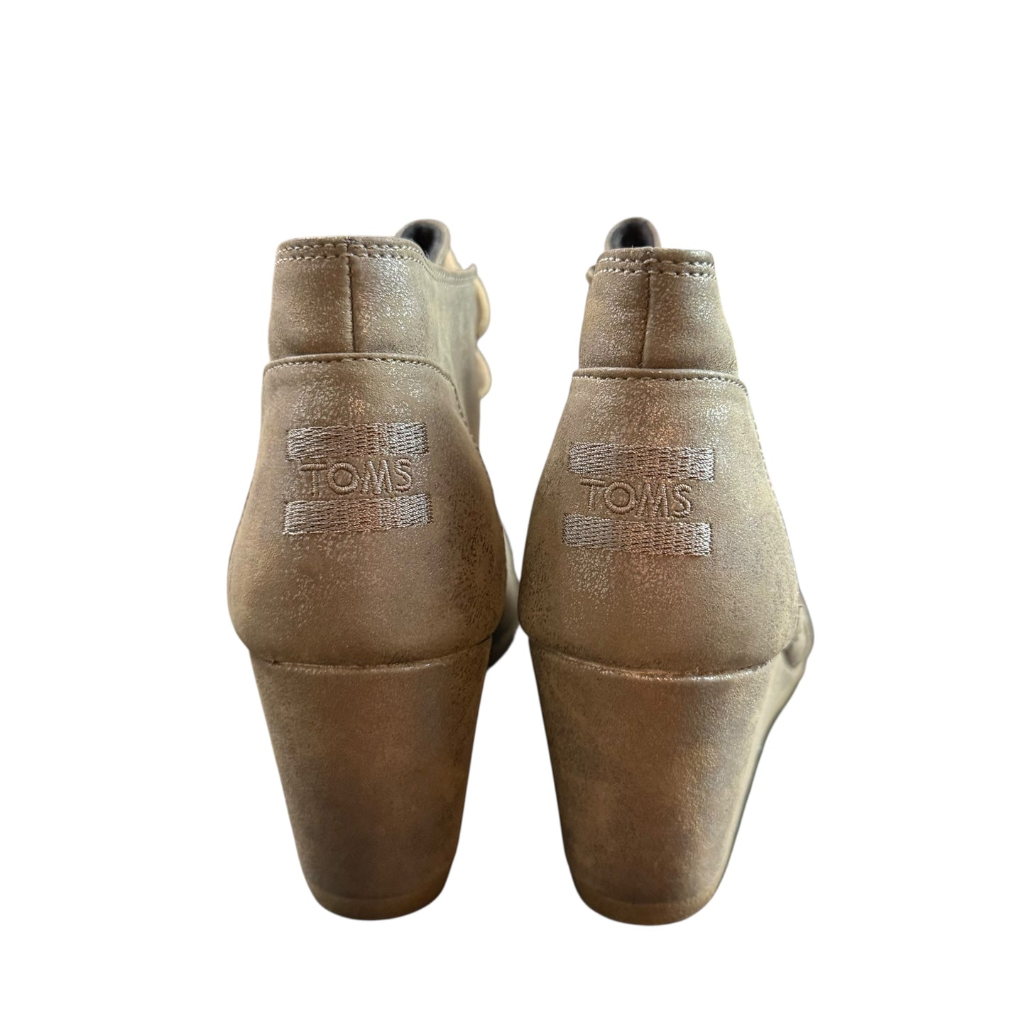 TOMS DESERT WEDGES GUNMETAL METALLIC 227 SZ 8